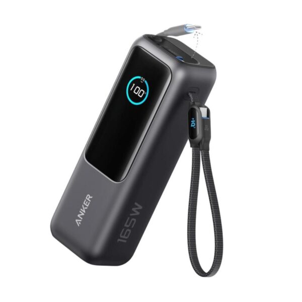 ANKER Power Bank 165W 25000mAh sa ugrađenim USB-C kablom na izvlačenje eksterna baterija CRNI